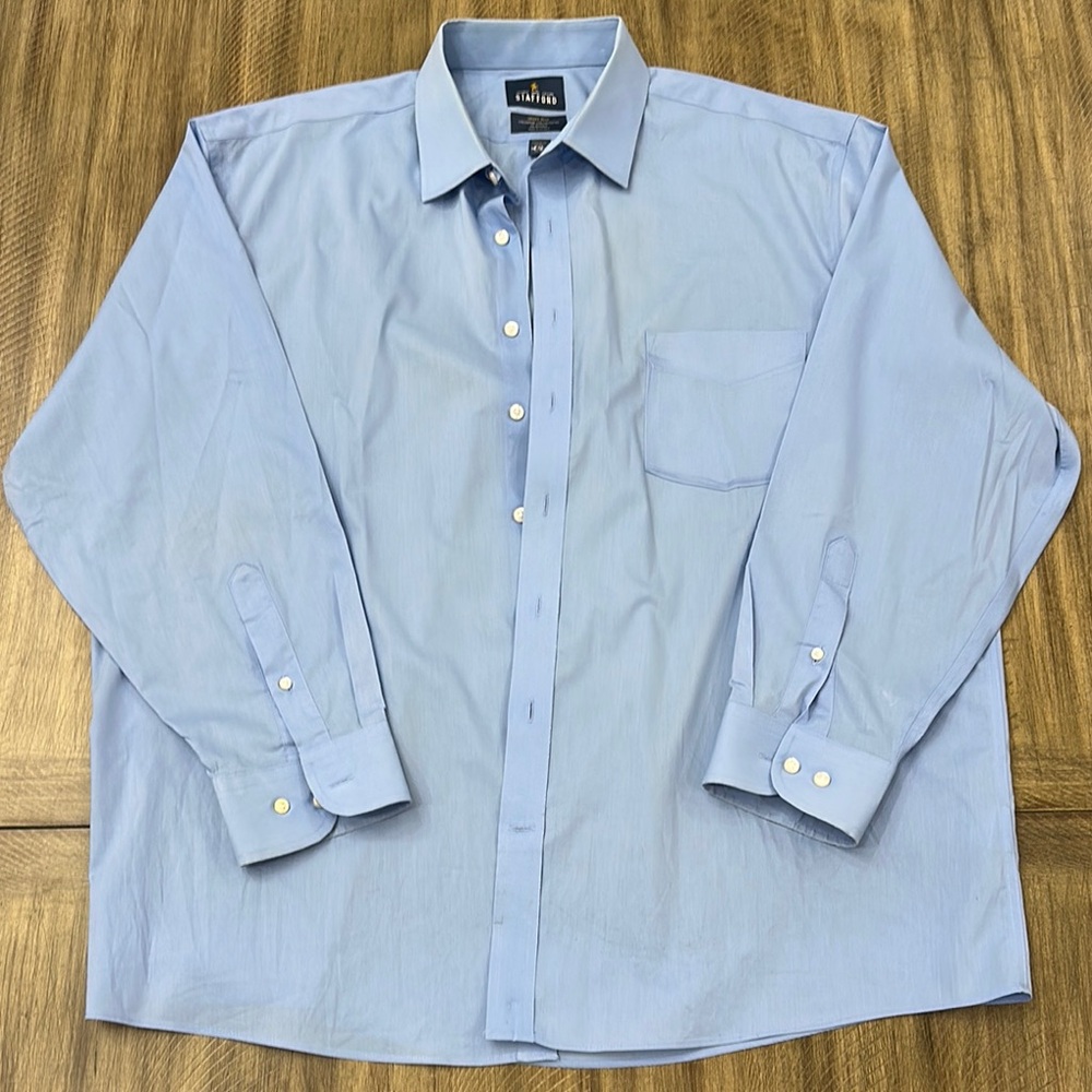 Stafford Blue Dress Shirt with Point Collar